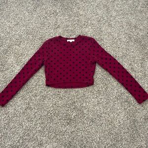 Painted Threads Red Cropped Polka Dot Long Sleeve